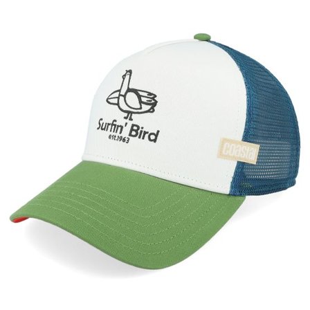 Coastal - Vit trucker Keps - Hft Surfin Bird Blue/White/Olive Trucker @ Hatstore