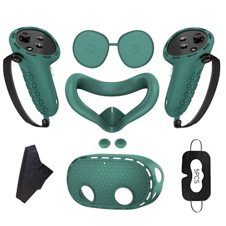 Silikonskyddsset för VR-tillbehör för Meta Quest 3S, Kontrollgrepp, Masker och VR-skydd Rosa