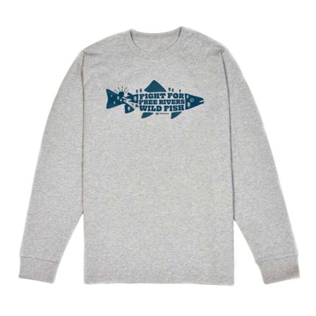 Frödin 'Free Rivers & Wild Fish' Long-Sleeve T-Shirt - Heather Gre