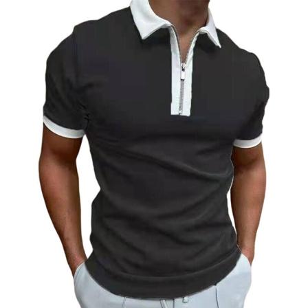 Kortärmad pikétröja för herr Slim Fit Sport Golf Zipper T-shirt light black 3xl