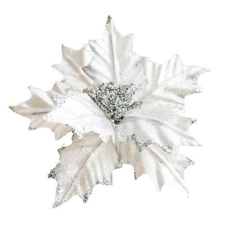 Juldekoration-simulering Flanellblommor Silver