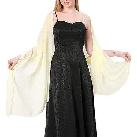 Gjennomsiktige myke chiffon-sjal og omslag for kvinner av Ladies, lette bryllupskveldsfester Kjole Skjerf Brud (Beige)