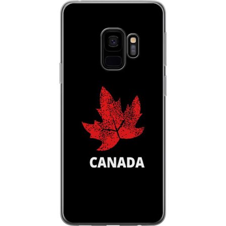 Kompatibelt Mobildeksel til Samsung Samsung Galaxy S9 Grafisk lønnebladsymbol i rødt mot svart bakgrunn med tydelig kanadisk referanse og minimalist