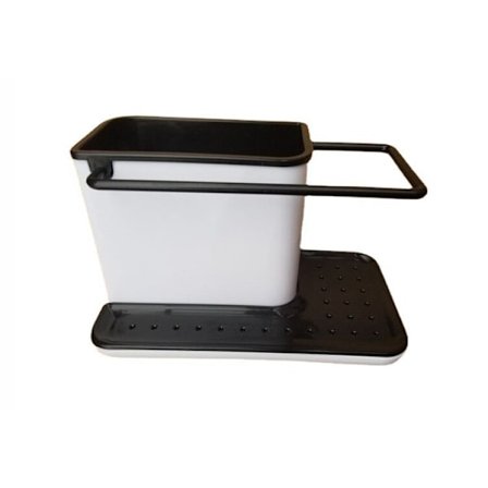 Diskställ med integrerad avlopp, hållare för svamp, borste, diskmedel och disktrasa, avtagbar, vanlig storlek