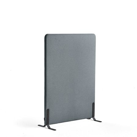 Skärmvägg ZONE, 1360x1000x46 mm, tyg Rivet, svarta ben, blågrå