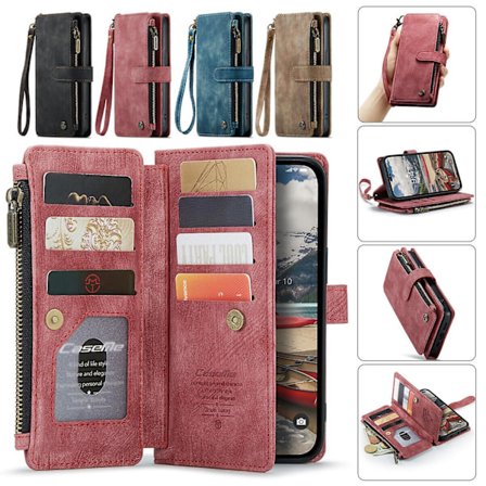 Til iPhone 15 14 13 12 11 Pro Max XS XR 8 Zipper Wallet Case Flip Læder Etui -GSL
