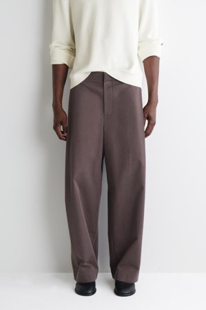 COS Homme Pantalon À Plis Large En Coton in Marron