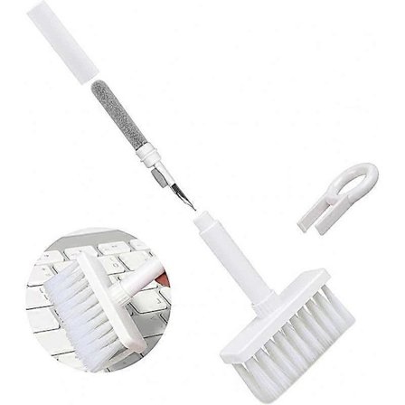 5-i-1 Tastaturrenser med myk børste, Rengjøringspenn for Bluetooth-ørepropper med myk mikrofiberbørste (hvit)