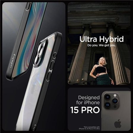 Spigen Crystal Hybrid iPhone 15 Pro-etui - svart