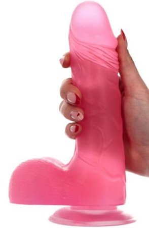 Alvaro Dildo Transparent Pink 23 cm - Vuxen.se - Handsfree dildo med sugpropp