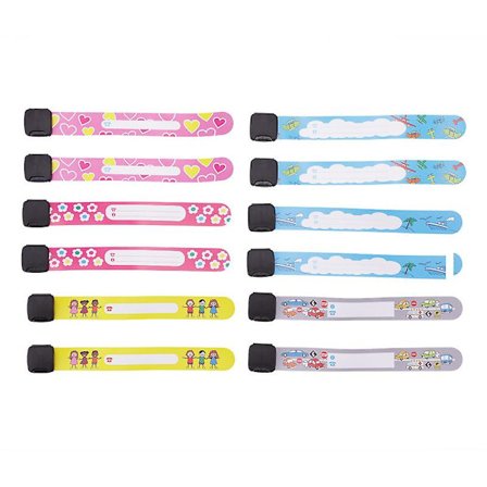 12 stk. børns sikkerheds-id-armbånd genanvendelige justerbare vandtætte identifikationsarmbånd