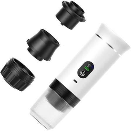 Bærbar kaffemaskin, 12V oppladbar, leveres med oppbevaringspose, egnet for camping og bruk i bil, kompatibel med K-Cup kaffekapsler