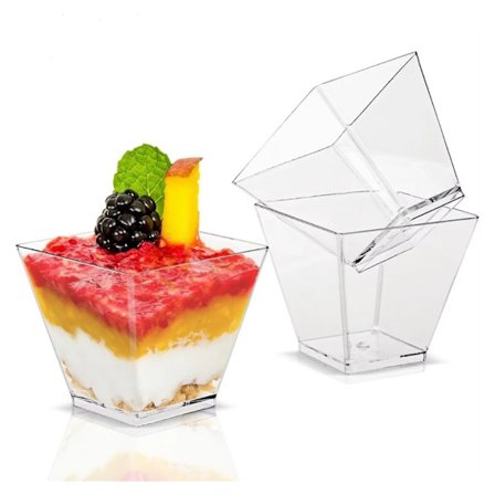 Fyrkantiga Plastmuggar 120 ml – 25-pack Serveringsmuggar för Dessert, Mousse
