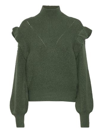 Vibooba Frill Pullover Bf Turtleneck Polotröja Khaki Green Vila