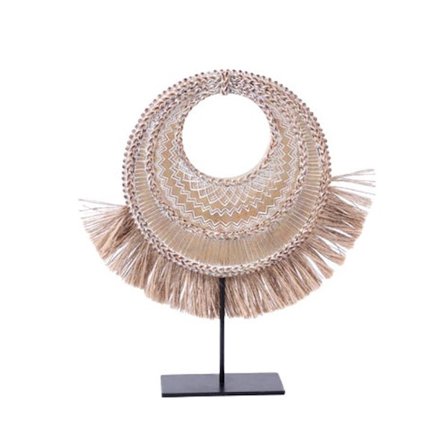 Polyresin Etnisk Totem Dekor, 26x7x30cm, Naturlig/Sort