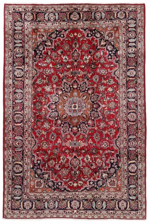 Maschad Teppich Handgeknüpft 200X300 Dunkelrot/Schwarz Persien