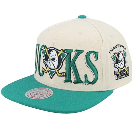 Mitchell & Ness - NHL Béžová snapback Kšiltovka - Anaheim Ducks Across The Board Vintage Cream/Teal Snapback @ Hatstore