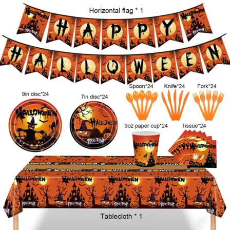 Halloween Engangsservise Servisesett Papirtallerkener