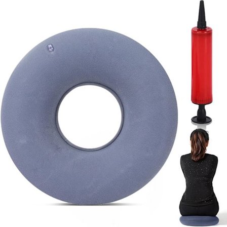 Hæmorider sædehynde, sædering efter haleben pude, oppustelig ringhynde med pumpe, donut pude, sædering til lindring af haleben pude