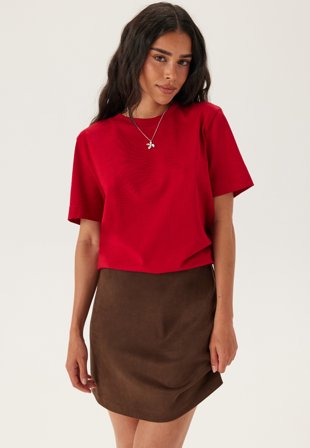SELECTED Slfessentail Boxy Tee Equestrian Red Tøj