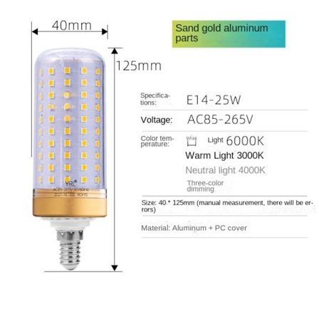 Maissilamppu LED Maissilamppu E14-25WGOLD KULTA
