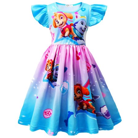 Sarjakuvatyylinen lasten mekko, lepattavat hihat, tyttöjen mekko, lasten prinsessamekko 24