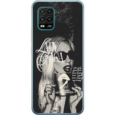 Kompatibelt Mobildeksel til Xiaomi Mi 10 Lite 5G Lady Gaga svart-hvit retroplakat med solbriller og popkonst-estetikk