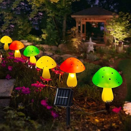 Solcelle-havebelysning, 6 hoveder solcelle-svampelys, vandtæt, Sol