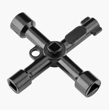 Biltema - Universell Nøkkel med Fem Spor for Radiator, Blandebatteri, Sikringsskap - Sink/Aluminium