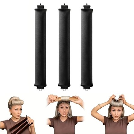 3 stk. Jumbo-stænger til store krøller, krøllejern uden varme, krøllesæt til natten, krøller uden varme, føntørrede skumruller til stort hår