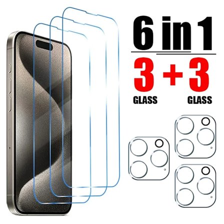 3+3 Härdat Glas För iPhone 16 15 14 13 12 11 Pro Max Kameraskärmskydd För iPhone 15 14 16 Plus 13 12 Linsglas