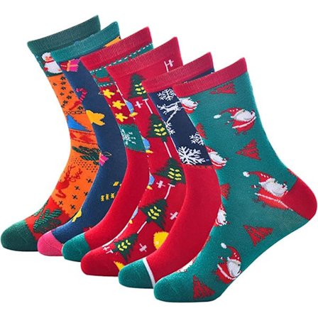 |NN|6 par unisex julestrømper i én størrelse passer til alle voksne børn kvinder mænd vinterferie gave sjove strømper