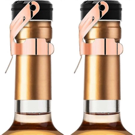 Clover Champagneforsegler, 2 stk Champagneflaskepropper i rustfritt stål for Cava Prosecco Musserende vin Forsegler Abc