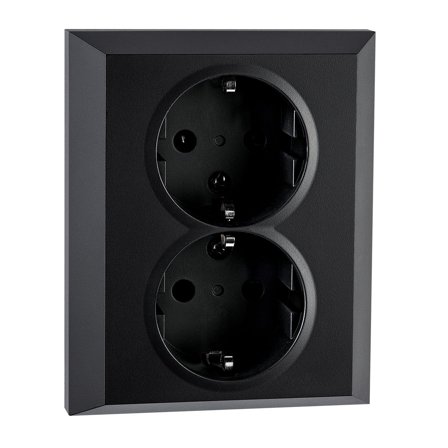 SG Stikkontakt Dobbel Innfelt m/j sort