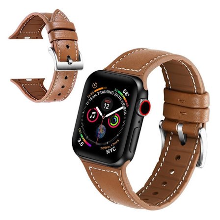 Apple Watch Series 5 40 mm klockarmband i genuint läder och silikon - Brun