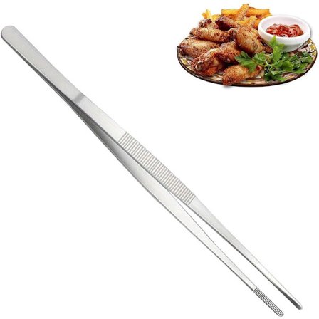 ING Professionelle Køkkentang 30 cm Redskaber i Rustfrit Stål til Grill, Barbecue, Servering, Madlavning, Bagning og Køkkenbrug