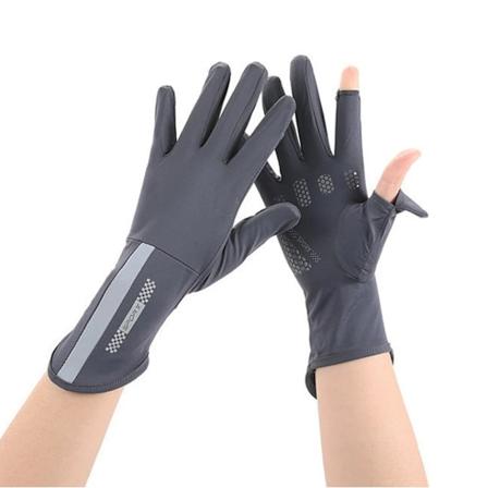 Kvinders Sommer Nye Tynde Is Silke Anti UV Afdækkede Finger Touch Screen Ikke-Skridsikker Midt Lang Åndbar Solbeskyttelse Kørsel Handsker Dark Grey