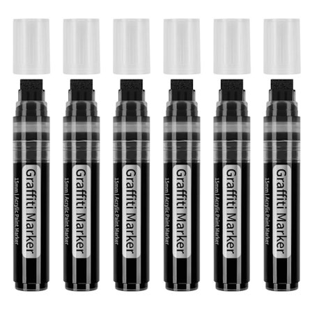 Marker 15 mm leveä kärki Suuret akryylimaali kynät MUSTA