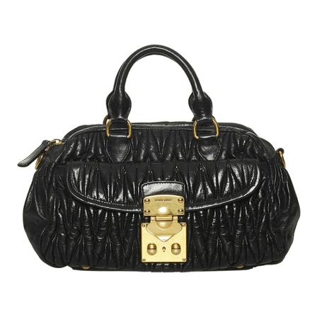 Miu Miu Pre-owned Matelasse Leather Satchel , Zwart , Dames , Maat: ONE Size Vintage Tassen