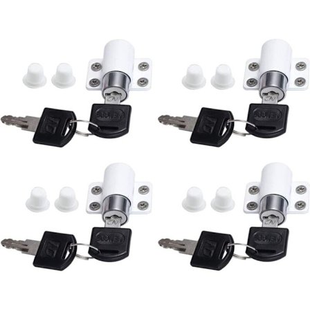 Barnesikkerhetsvindu og dørlås med nøkkel - Hvit, tyverisikring skyvedørlås kompatibel med terrassedør og skap, barnesikringsløsning