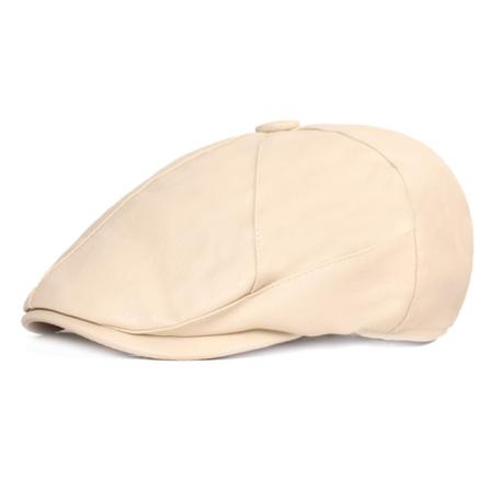 Baretti Hattu Nahka Kahdeksankulmainen Cap Naisten Nahkahattu Talvibaretti Internet Celebrity Live Hat Taiteellinen nuoriso Muoti Hattu Beige 
