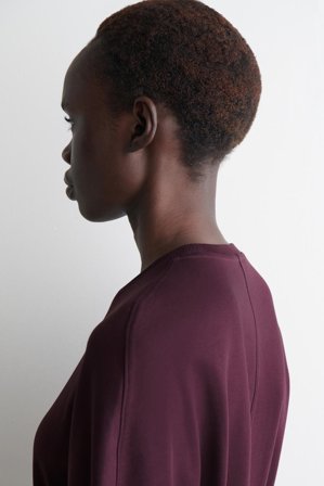 COS Women's Camiseta De Punto Con Cuello Redondo in Rojo