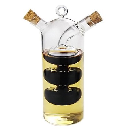 2-i-1 Dubbelväggig Glasflaska för Sojasås och Vinäger Kryddburk Tät Köksförvaring