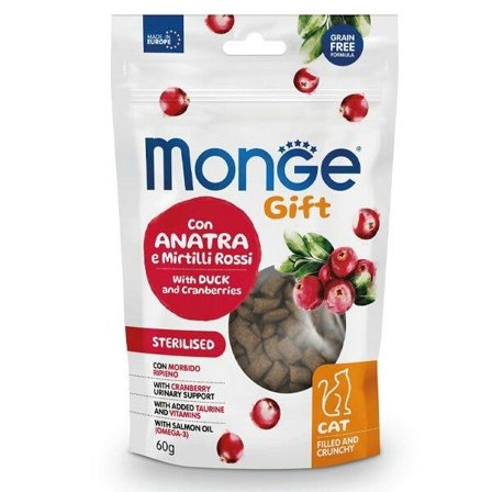 Monge Filled & Crunchy Sterilised Snack Per Gatti Anatra E