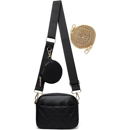 Lille mobiltelefon skuldertaske til kvinder, crossbody med bred rem, ternet mønster