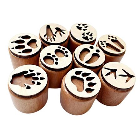 6 Stykker Tre Stempler Dekorativ Journal Dekor Planlegger Dyrespor Stempler Beige