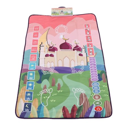 Lasten elektroninen puhuva muslimien rukousmatto 110 x 70 cm vaaleanpunainen palvontaopas 6 kielellä opetus