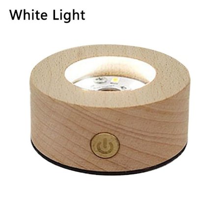 LED Ljus Display Hållare Kristallkula Bas VIT LJUS VIT