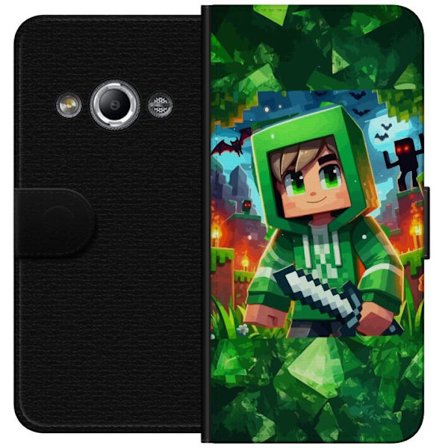 Kompatibel Tegnebogsetui til Samsung Galaxy Xcover 3 Minecraft gamer dreng grøn hættetrøje pixel eventyr dreng sværd Minecraft kunst design