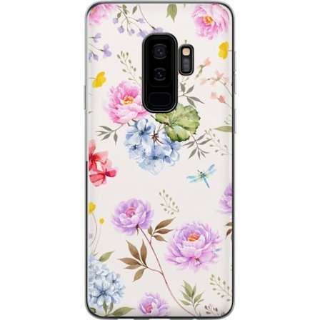 Kompatibel Mobilcover til Samsung Samsung Galaxy S9+ Blomstret mønster med håndmalede blomster, sommerfugle og insekter i romantisk skandinavisk sti